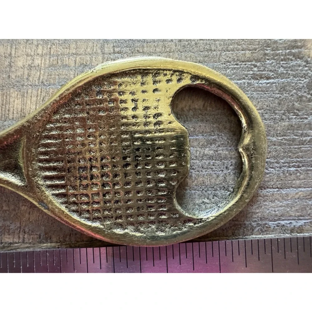 Vintage ~ Brass Tennis Racket Bottle Opener ~ 5-1/2